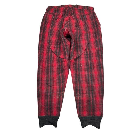 Woolrich VTG 50s Buffalo Plaid Lumberjack Hunting Logger Pants Red Black 36 - Picture 2 of 9